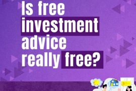 Truemind Capital graphic with the headline, “Is free investment advice really free?” alongside an illustration of a couple discussing finances and money.