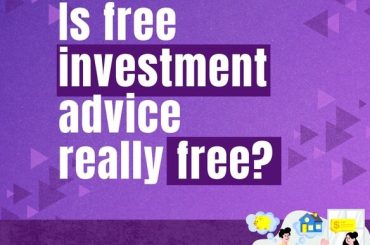 Truemind Capital graphic with the headline, “Is free investment advice really free?” alongside an illustration of a couple discussing finances and money.